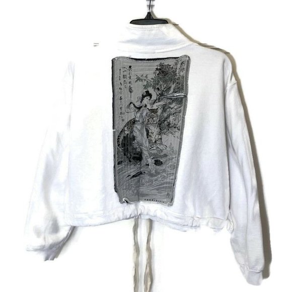 Hunt Club Tops - Hunt club womens japanese tiger lady drawstring pullover hoodie large white RARE